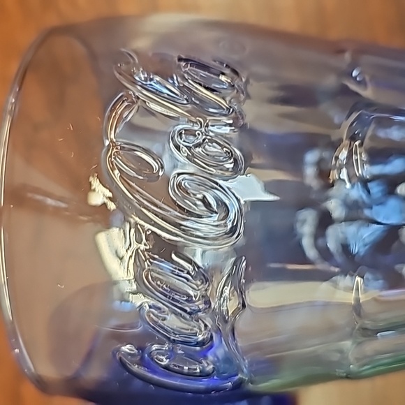 3 colored Coca Cola coke glasses 2 blue 1 green raised logo - Picture 8 of 9